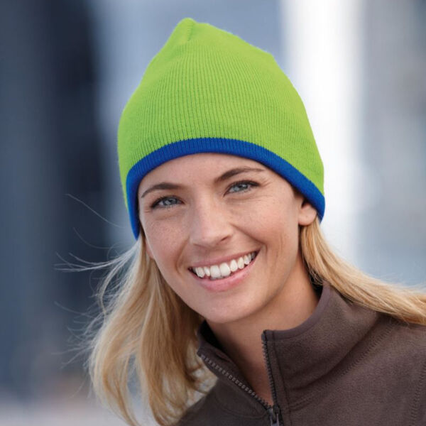 Strick Beanie mit Kontraststreifen Miniaturansicht